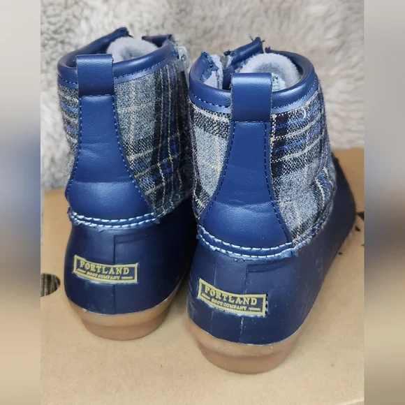 Portland Navy Plaid Duck Duck Boots Womens Size 7m Rain Snow Blue Gray - Picture 4 of 6